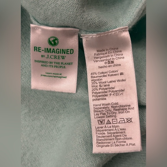 J. Crew Women’s Mint Green Knit Wool/Cotton Blend Pullover Sweater Size XL - Picture 8 of 8